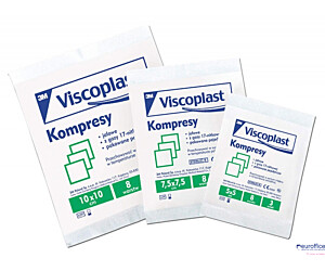 Jałowe kompresy gazowe VISCOPLAST, bawełniane, 17-nitkowe, 8 warstw 5x5cm, 3szt.