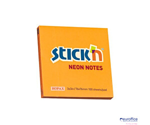 Bloczek STICKN 76x76mm pomarańczowy neonowy 100k 21164 STICKN