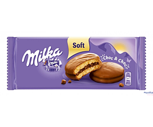Ciastka MILKA CHOC&CHOC biszkoptowe z nadzieniem kakaowym i kawałkami czekolady 150g