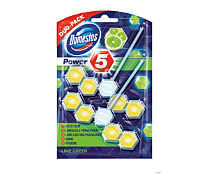 DOMESTOS Zawieszka do toalety POWER5 DUO LIME 7x2x55g *23540
