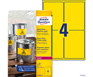 Etykiety Heavy Duty L6127-20 99,1 x 139 20 ark. żółte, poliestrowe, Avery Zweckform
