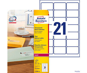 Etykiety adresowe L7560-25 63,5 x 38,1 25 ark przezroczyste, Avery Zweckform