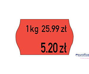 Etykiety cenowe w rolce do metkownicy dwurzędowej Meto, 26x16 mm, czerwone opakowanie 6 rolek M30014337