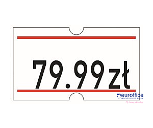Etykiety cenowe w rolce do metkownicy jednorzędowej Meto 21x12 mm, biało-czerwone opakowanie 6 rolek M30014357