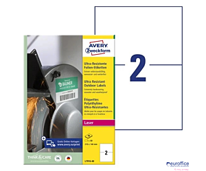 Etykiety polietylenowe ultra resistant, A4, 40 ark./op., 210x148mm, AVERY ZWECKFORM, L7916-40 SALE