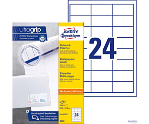Etykiety uniwersalne 3658 64,6 x 33,8 100 ark trwałe, Avery Zweckform