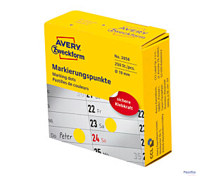 Kółka do zaznaczania żółte 3856 Q19 w rolce trwałe, Avery Zweckform