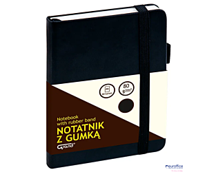 Notatnik z gumką A6 czarny kratka 150-1399 GRAND