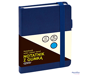 Notatnik z gumką A6 granatowy kratka 150-1400 GRAND