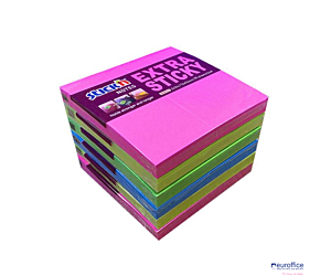 Notes samoprzylepny EXTRA STICKY 76x76mm 4 kol.neon/90 kart. 6szt. Stickin 21679