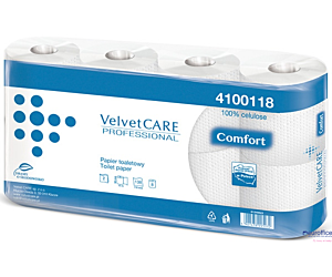 Papier toaletowy celuloza, 2 warstwy, biały, 15m - 138 listków (8szt) VELVET PROFESSIONAL Comfort 4100118