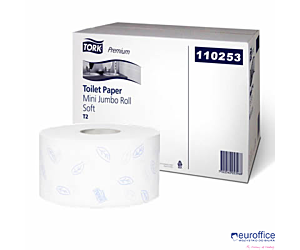 Papier toaletowy Tork PREMIUM mini jumbo, 2 warstwy, kolor biały, makulatura, 170m, (12) system T2 110253