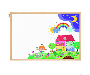 Tablica edukacyjna MemoBe, WHITEBOARDGAME: Alphabet adventure!, nadruk ALFABET, rama drewniana, PL, 200x100 cm MTM200100.AL01.01.51