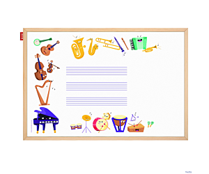 Tablica edukacyjna MemoBe, WHITEBOARDGAME: Music adventure!, nadruk WESOŁE INSTRUMENTY, rama drewniana, 60x40 cm MTM060040.MU02.01.51