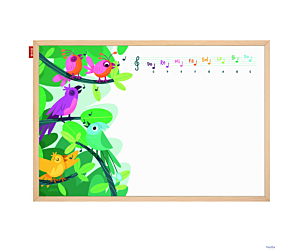 Tablica edukacyjna MemoBe, WHITEBOARDGAME: Music adventure!, nadruk WESOŁE NUTKI Z PTASZKAMI, rama drewniana, PL, 200x100 cm MTM200100.MU01.01.51