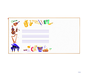 Tablica edukacyjna MemoBe, WHITEBOARDGAME: Music adventure!, nadruk WESOŁE INSTRUMENTY, rama drewniana, 200x100 cm MTM200100.MU02.01.51