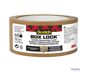 Taśma pakowa SCOTCH®Box Lock, papierowa, 48mm x 22,8m, 1szt., brązowa 7100292556