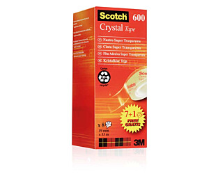 Taśma biurowa SCOTCH Crystal (6-1933R8), 19mm, 33m, 7szt., 1 rolka GRATIS
