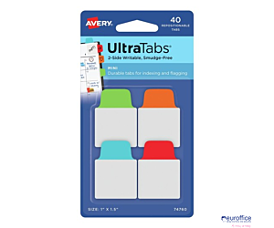 Ultra Tabs - samoprzylepne zakładki indeksujące, kolorowe, klasyczne, 25,4x38, 40 szt., Avery Zweckform 74760