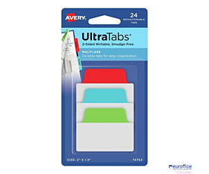 Ultra Tabs - samoprzylepne zakładki indeksujące, kolorowe, klasyczne, 50,8x38, 24 szt., Avery Zweckform 74754