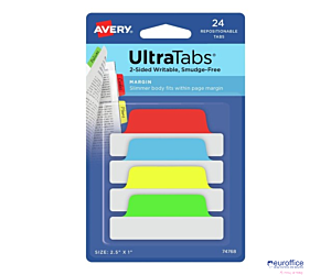Ultra Tabs - samoprzylepne zakładki indeksujące, kolorowe, klasyczne, 63,5x25, 24 szt., Avery Zweckform 74768