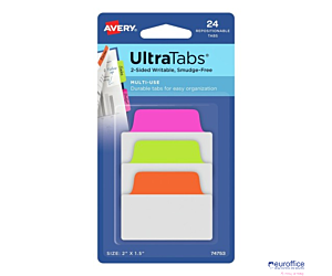 Ultra Tabs - samoprzylepne zakładki indeksujące, kolorowe, neonowe, 50,8x38, 24 szt., Avery Zweckform 74753