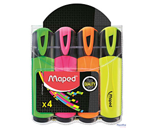 Zakreślacz FLUO PEPS mix kolorów 4szt etui z zawieszką MAPED 742547